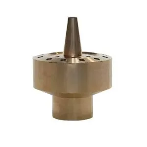 Bronze fountain nozzle with multiple holes.