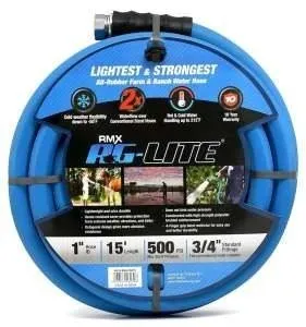 Blue garden hose reel, 15 feet, 500 PSI RMX RG-Lite.